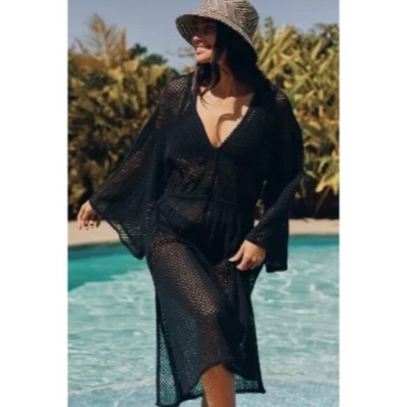 Anthropologie The Brea Black Crochet Swim Cover-Up - Picture 1 of 7